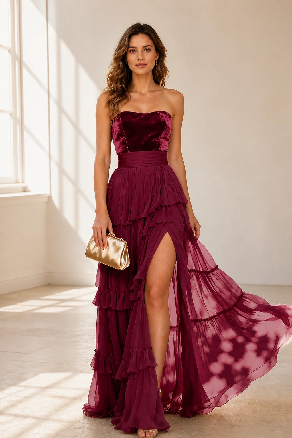 Romantic A-Line Sweetheart Strapless Zip-Back Floor-Length Ruffle Prom Dress