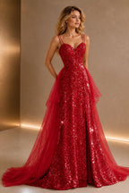Radiant Sheath Sweetheart Spaghetti Strap Lace-Up Floor Length Prom Dress