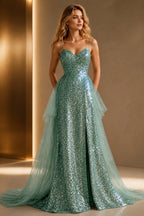 Radiant Sheath Sweetheart Spaghetti Strap Lace-Up Floor Length Prom Dress