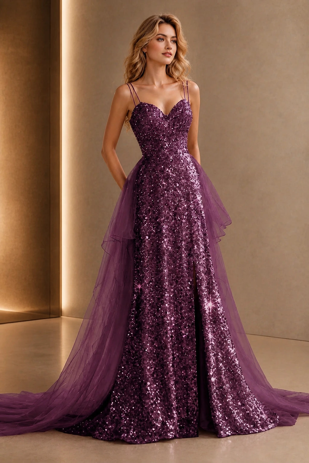 Radiant Sheath Sweetheart Spaghetti Strap Lace-Up Floor Length Prom Dress