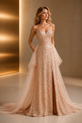 Radiant Sheath Sweetheart Spaghetti Strap Lace-Up Floor Length Prom Dress