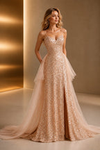 Radiant Sheath Sweetheart Spaghetti Strap Lace-Up Floor Length Prom Dress