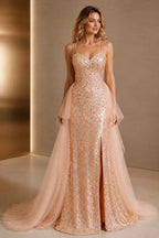 Radiant Sheath Sweetheart Spaghetti Strap Lace-Up Floor Length Prom Dress