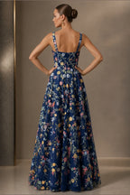 Romantic A-Line Square-Neck Sleeveless Zipper-Back Floor-Length Wedding Guest Dress