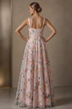 Romantic A-Line Square-Neck Sleeveless Zipper-Back Floor-Length Wedding Guest Dress