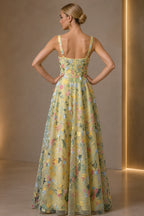 Romantic A-Line Square-Neck Sleeveless Zipper-Back Floor-Length Wedding Guest Dress