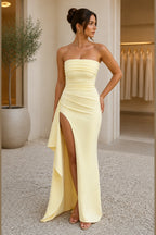 Elegant Sheath Strapless Sleeveless Zipper Back Floor Length Wedding Guest Dress