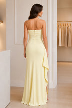 Elegant Sheath Strapless Sleeveless Zipper Back Floor Length Wedding Guest Dress