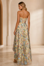Romantic A-Line Sweetheart Strapless Zipper Back High-Low Wedding Guest Dress