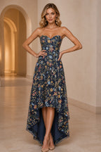 Romantic A-Line Sweetheart Strapless Zipper Back High-Low Wedding Guest Dress