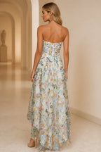 Romantic A-Line Sweetheart Strapless Zipper Back High-Low Wedding Guest Dress