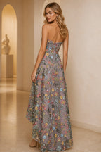 Romantic A-Line Sweetheart Strapless Zipper Back High-Low Wedding Guest Dress