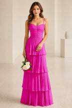 Romantic A-Line Sweetheart Spaghetti-Strap Zipper-Back Floor-Length Wedding Guest Dress