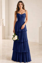 Romantic A-Line Sweetheart Spaghetti-Strap Zipper-Back Floor-Length Wedding Guest Dress