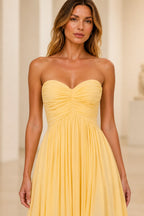 Romantic A-Line Sweetheart Strapless Zipper-Back Floor-Length Bridesmaid Dress