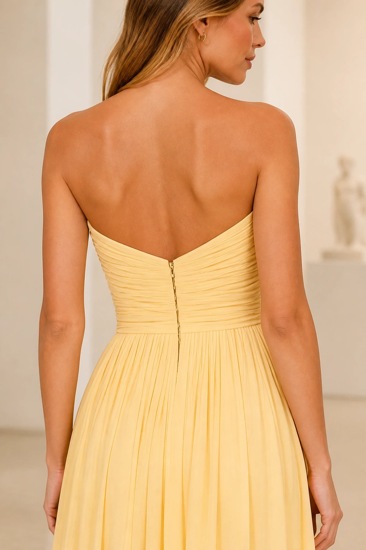 Romantic A-Line Sweetheart Strapless Zipper-Back Floor-Length Bridesmaid Dress