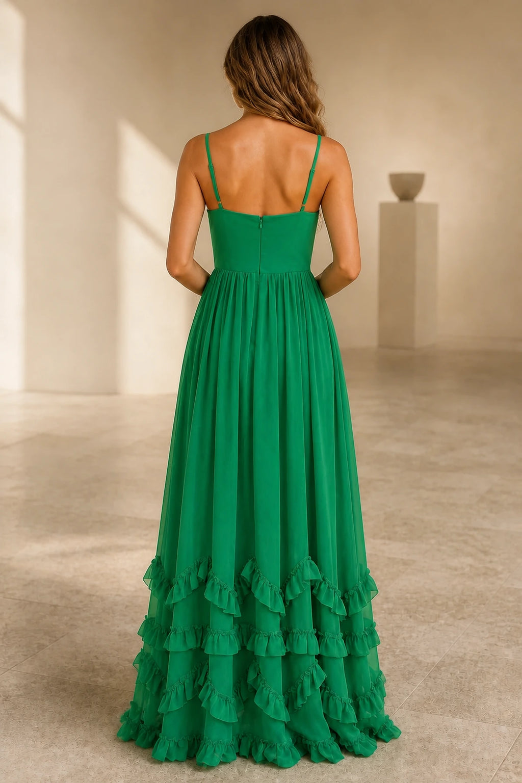 green-ruffle-floor-length-bridesmaid-dress-back.webp