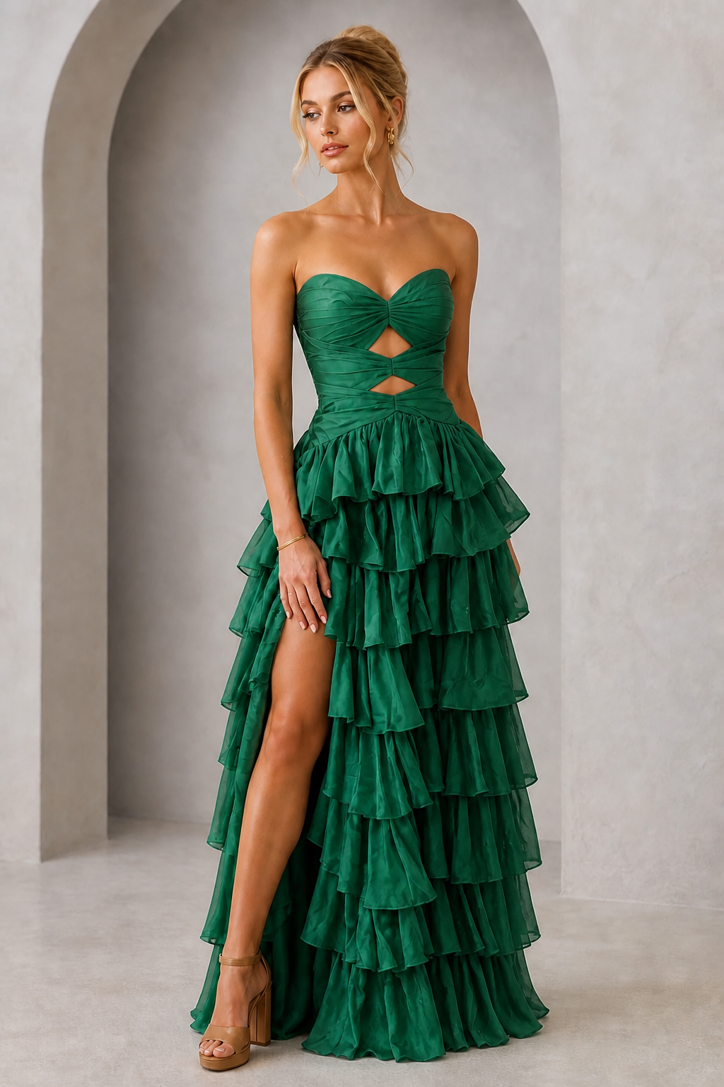 Playful A-Line Sweetheart Neck Strapless Lace-Up Back Floor-Length Prom Dress