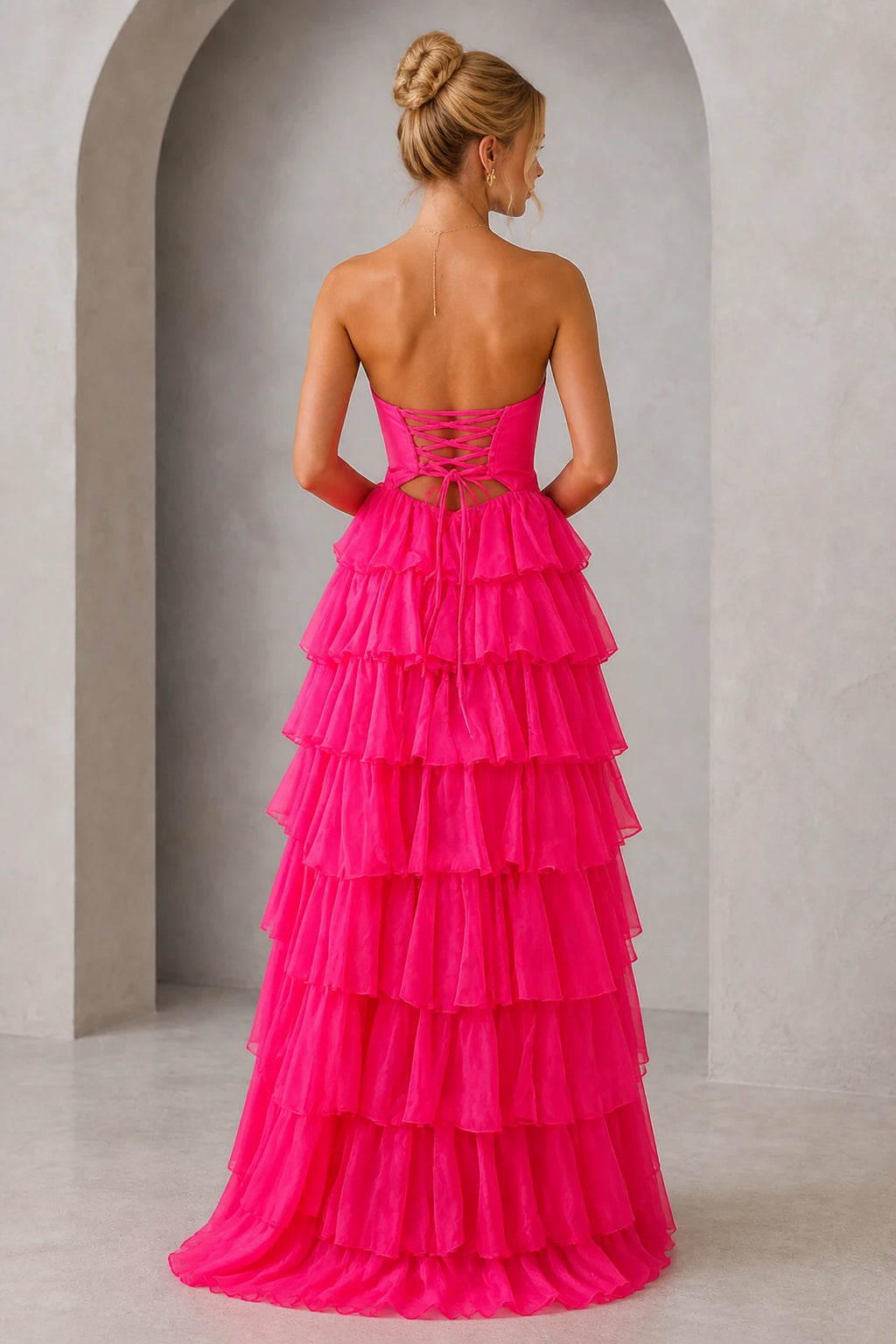 Playful A-Line Sweetheart Neck Strapless Lace-Up Back Floor-Length Prom Dress