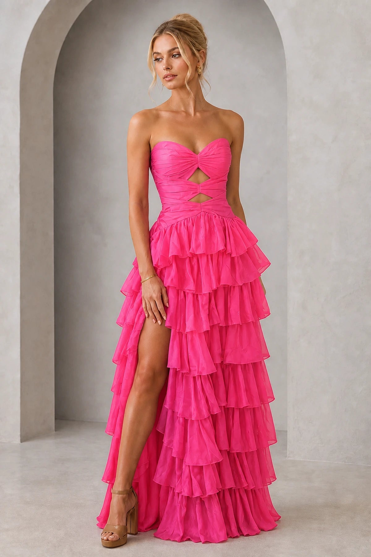 Playful A-Line Sweetheart Neck Strapless Lace-Up Back Floor-Length Prom Dress