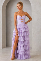 Playful A-Line Sweetheart Neck Strapless Lace-Up Back Floor-Length Prom Dress