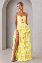Playful A-Line Sweetheart Neck Strapless Lace-Up Back Floor-Length Prom Dress