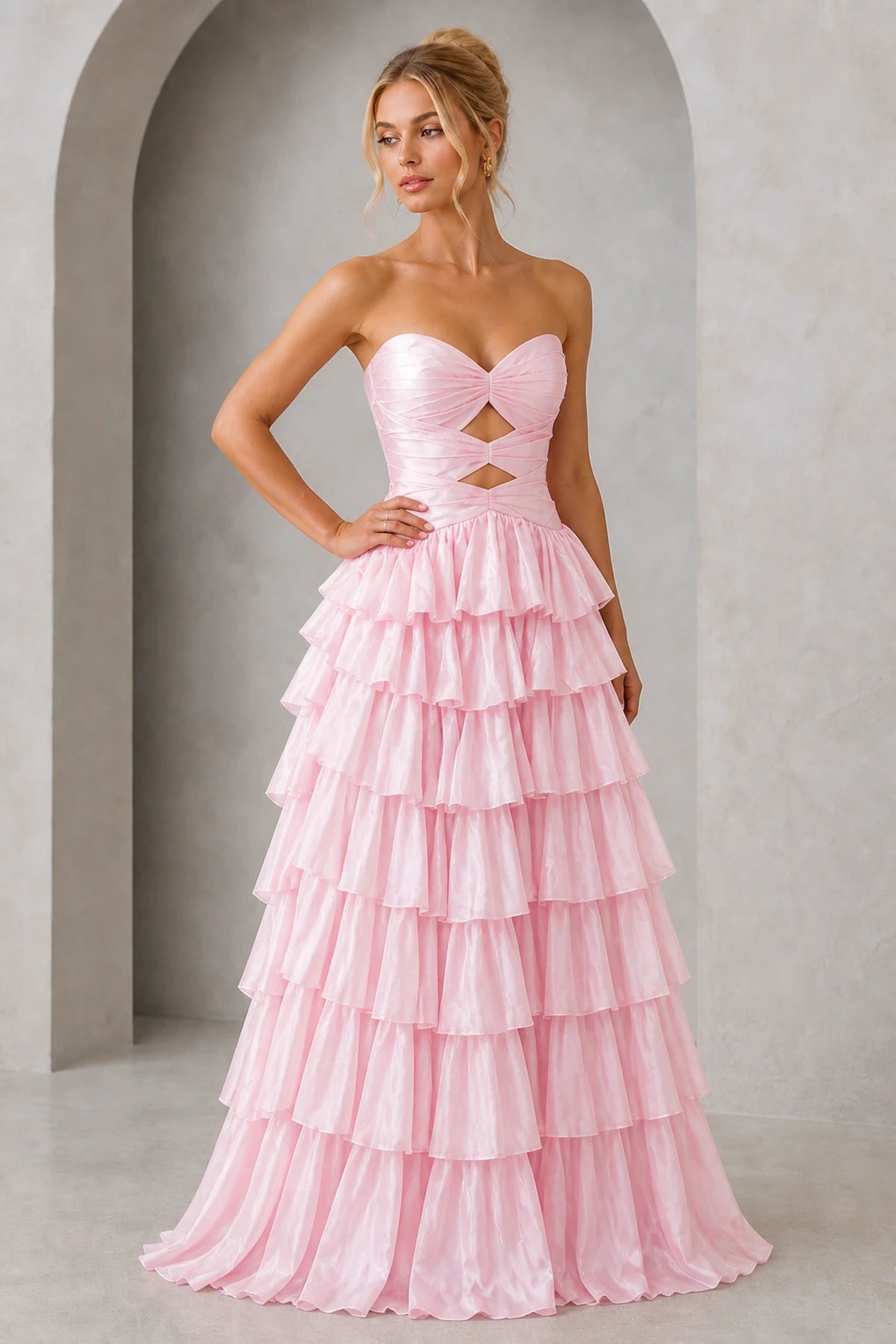 Playful A-Line Sweetheart Neck Strapless Lace-Up Back Floor-Length Prom Dress