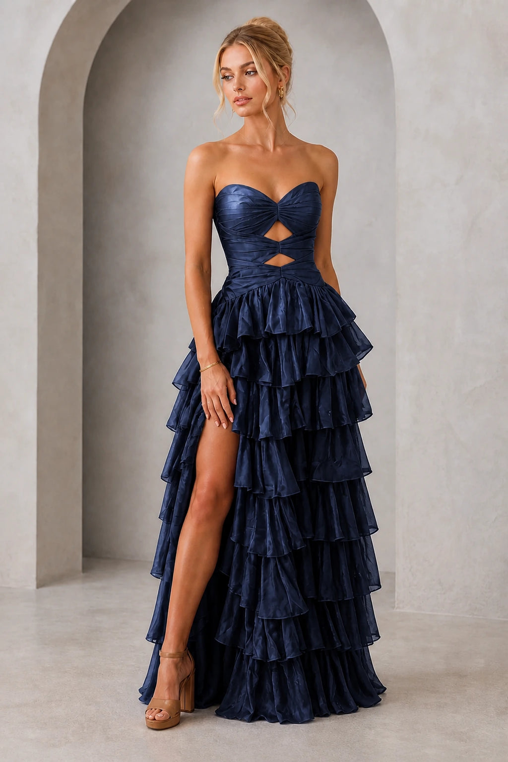 Playful A-Line Sweetheart Neck Strapless Lace-Up Back Floor-Length Prom Dress