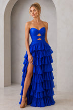 Playful A-Line Sweetheart Neck Strapless Lace-Up Back Floor-Length Prom Dress