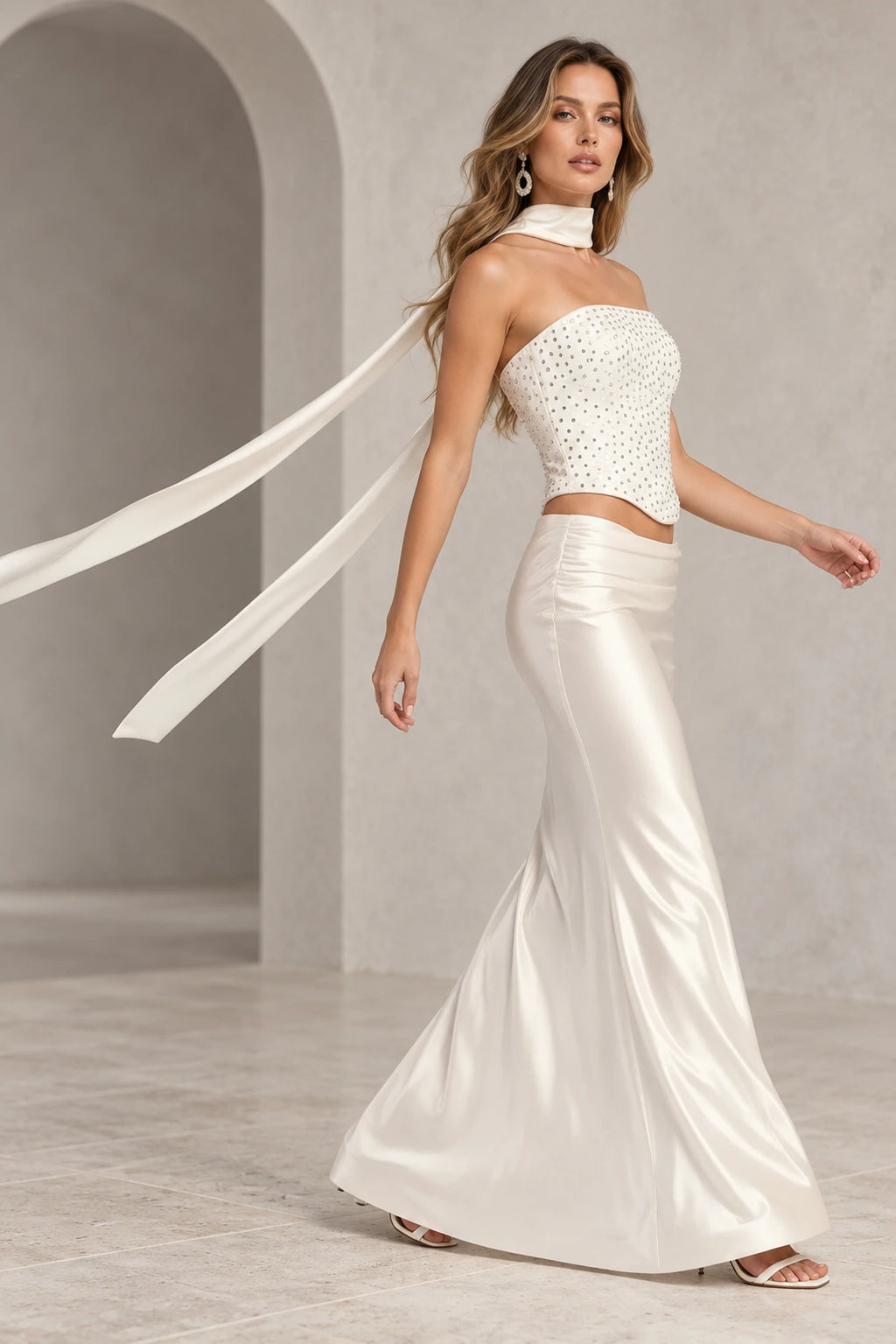 Modern Mermaid Straight Neck Strapless Lace Up Floor Length Prom Dress