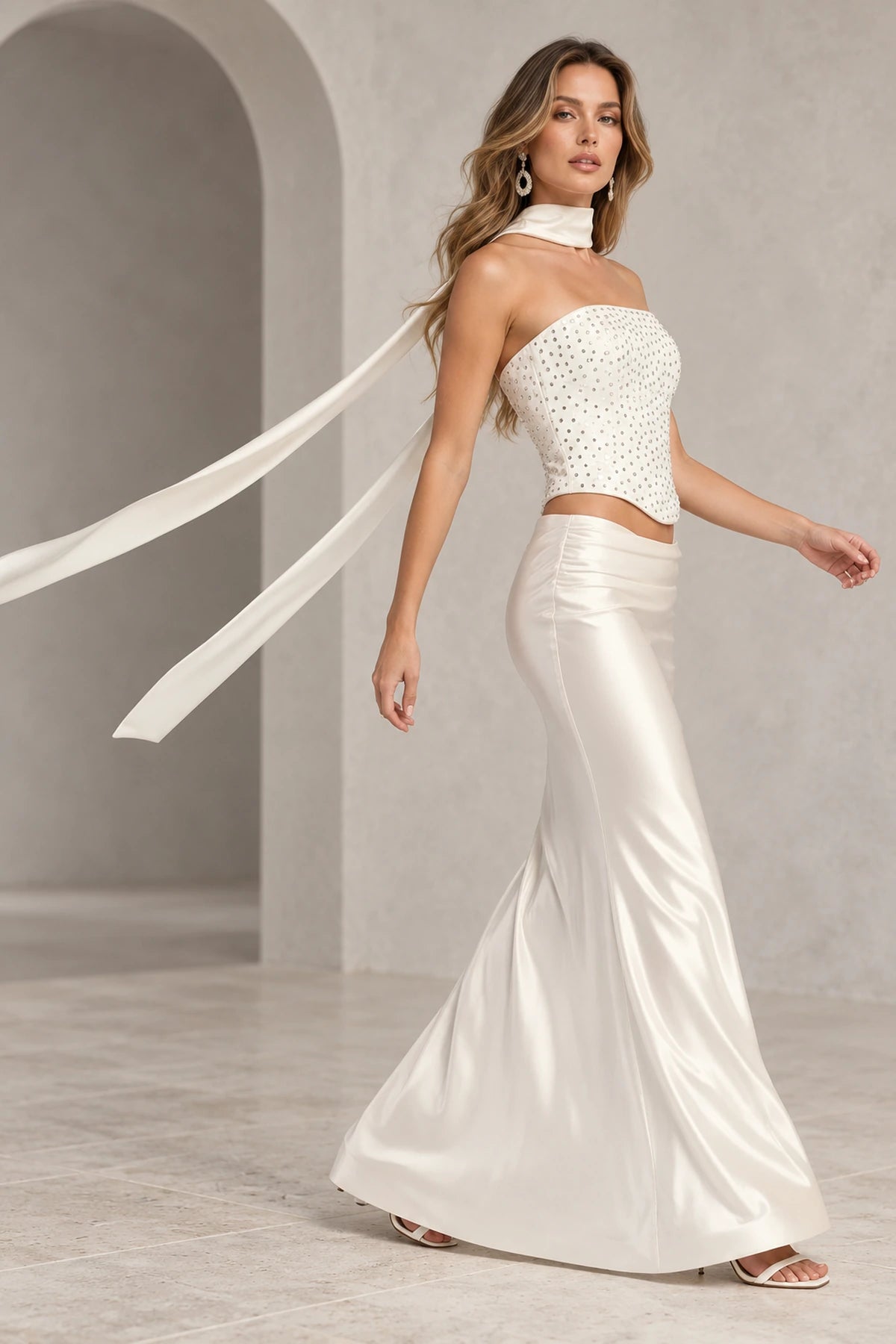 Modern Mermaid Straight Neck Strapless Lace Up Floor Length Prom Dress