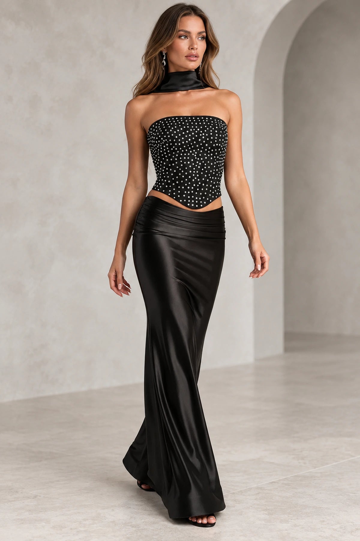 Modern Mermaid Straight Neck Strapless Lace Up Floor Length Prom Dress