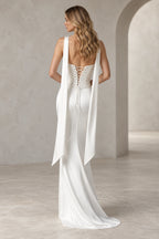 Modern Mermaid Straight Neck Strapless Lace Up Floor Length Prom Dress