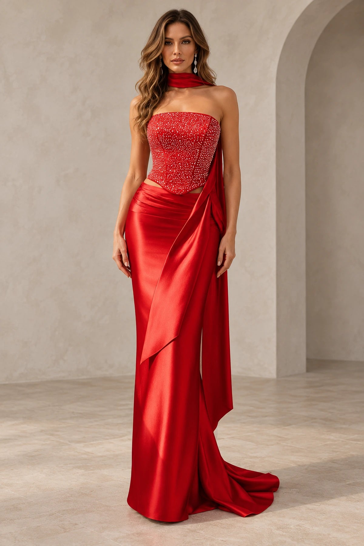 Modern Mermaid Straight Neck Strapless Lace Up Floor Length Prom Dress