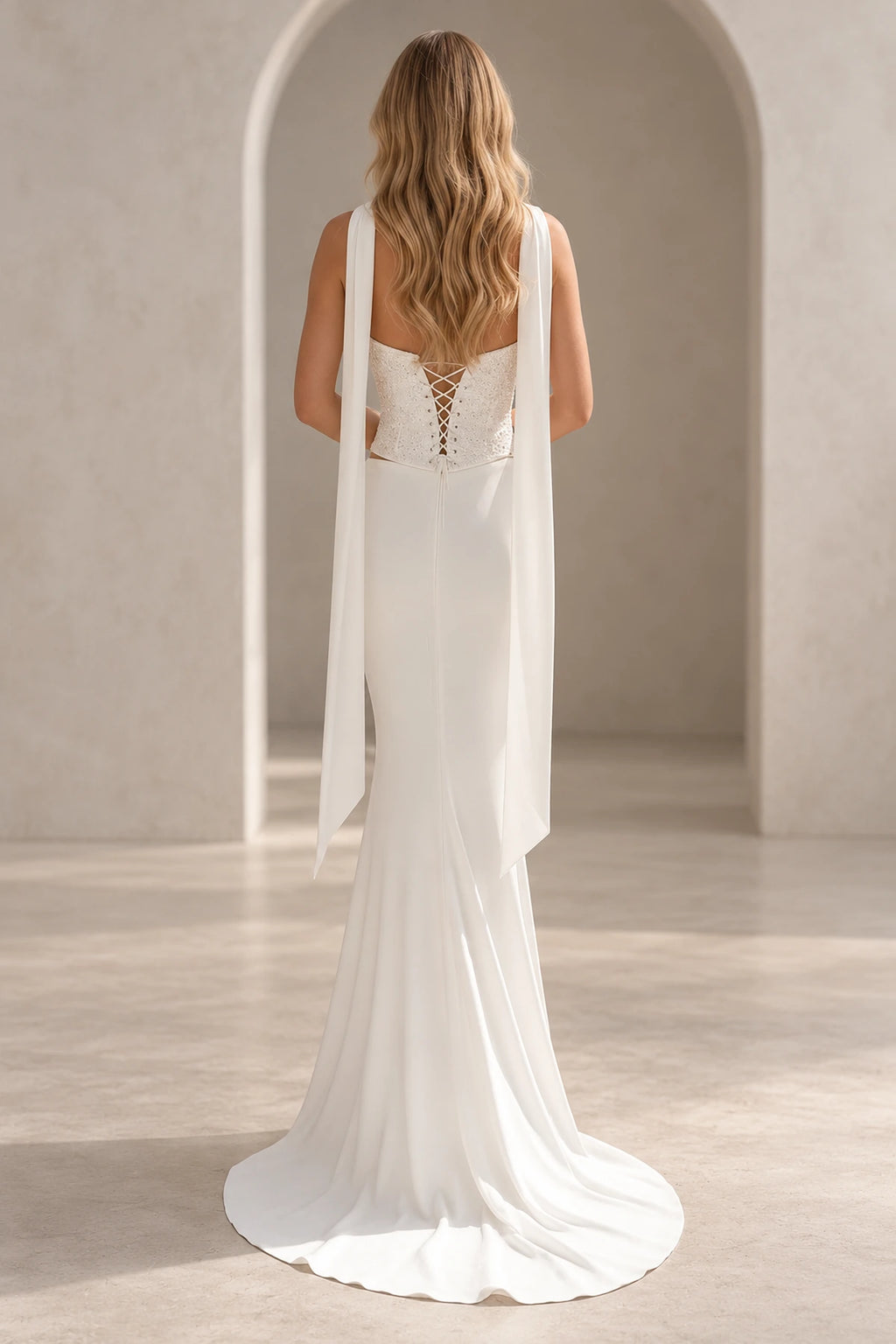 Modern Mermaid Straight Neck Strapless Lace Up Floor Length Prom Dress