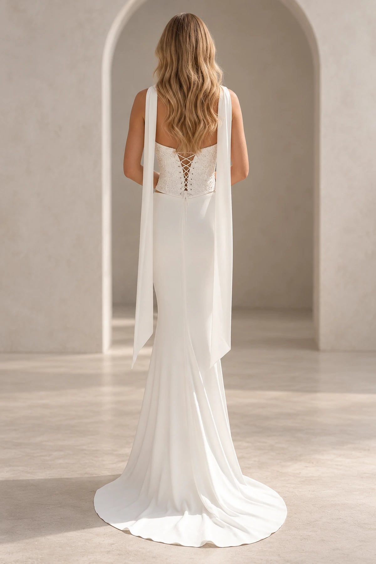 Modern Mermaid Straight Neck Strapless Lace Up Floor Length Prom Dress