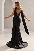 Modern Mermaid Straight Neck Strapless Lace Up Floor Length Prom Dress