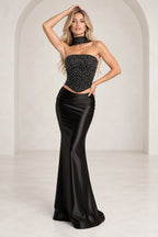 Modern Mermaid Straight Neck Strapless Lace Up Floor Length Prom Dress