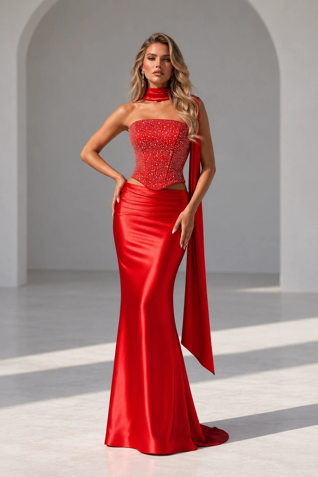 Modern Mermaid Straight Neck Strapless Lace Up Floor Length Prom Dress