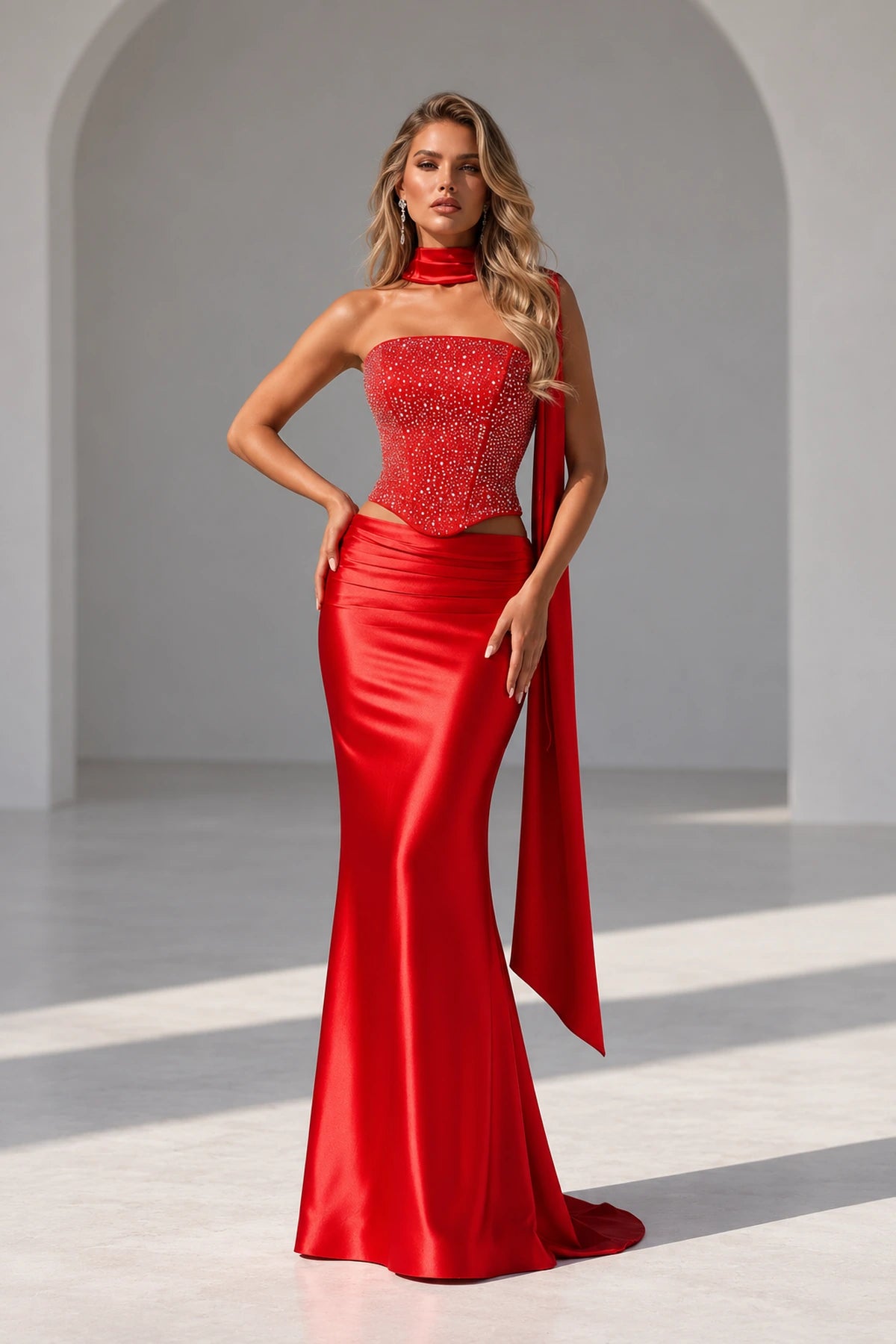 Modern Mermaid Straight Neck Strapless Lace Up Floor Length Prom Dress
