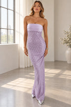 Elegant Column Strapless Sleeveless Lace Back Floor Length Prom Dress