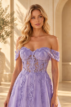 Romantic A Line Sweetheart Off Shoulder Lace Up Back Prom Dress