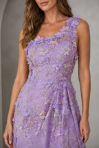 Romantic A-Line One-Shoulder Sleeveless Asymmetrical Back Floor-Length Prom Dress