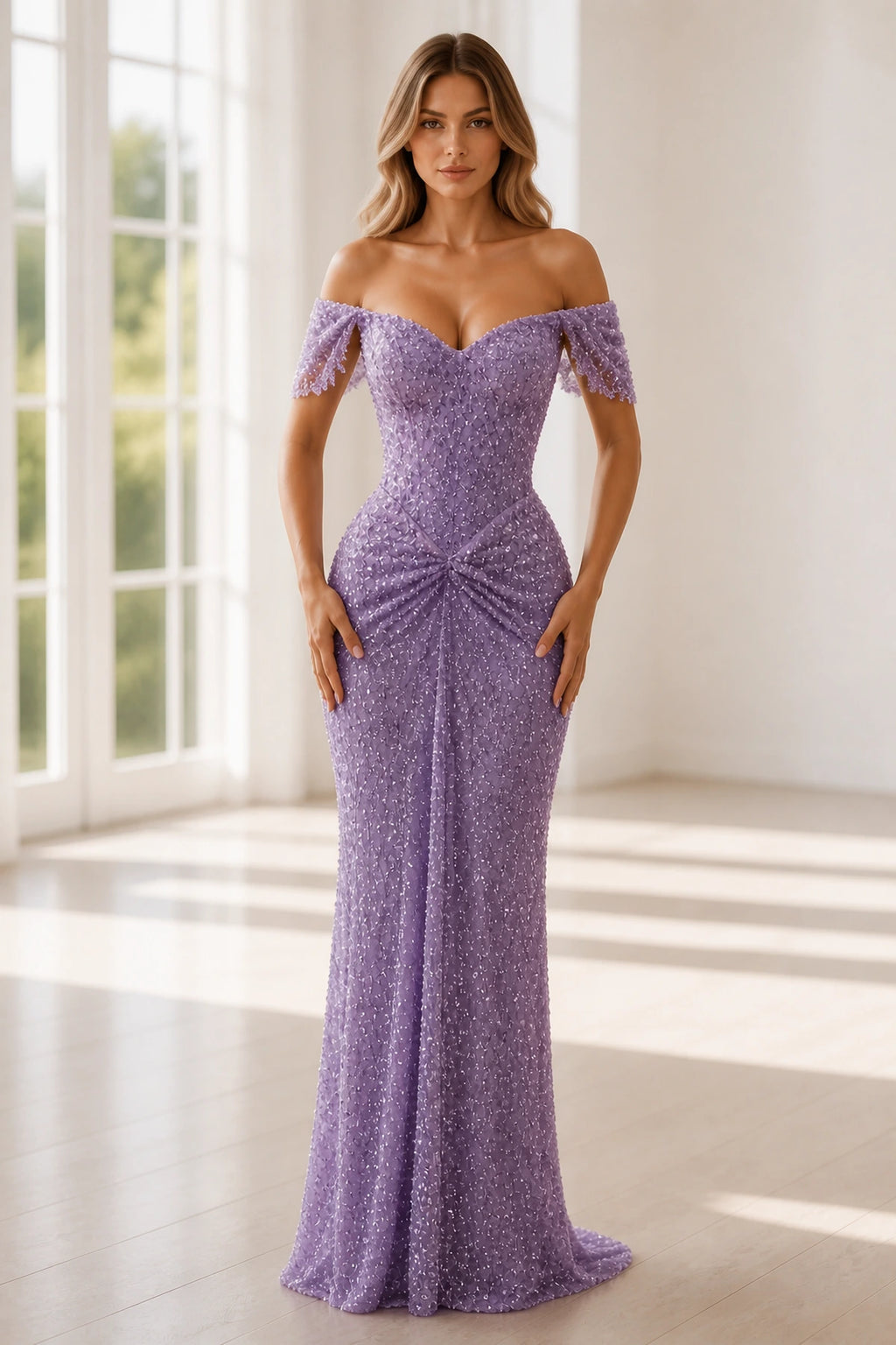 Radiant Sheath Sweetheart Cap Sleeve Fitted Floor Length Prom Dress