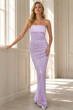 Radiant Sheath Strapless Straight Neck Lace Up Back Floor Length Prom Dress