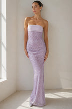 Radiant Sheath Strapless Straight Neck Lace Up Back Floor Length Prom Dress