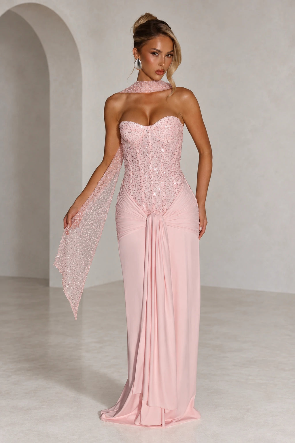 Elegant Mermaid Sweetheart Strapless Beaded Back Long Bridesmaid Dress