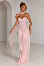 Elegant Mermaid Sweetheart Strapless Beaded Back Long Bridesmaid Dress