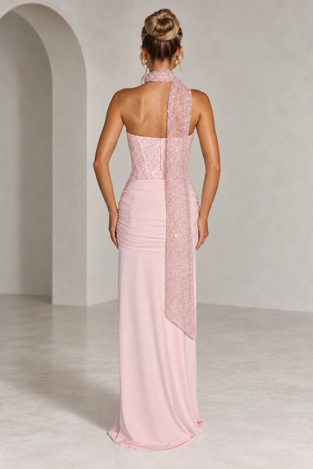 Elegant Mermaid Sweetheart Strapless Beaded Back Long Bridesmaid Dress