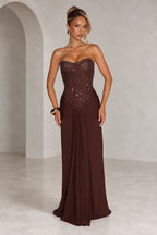 Elegant Mermaid Sweetheart Strapless Beaded Back Long Bridesmaid Dress